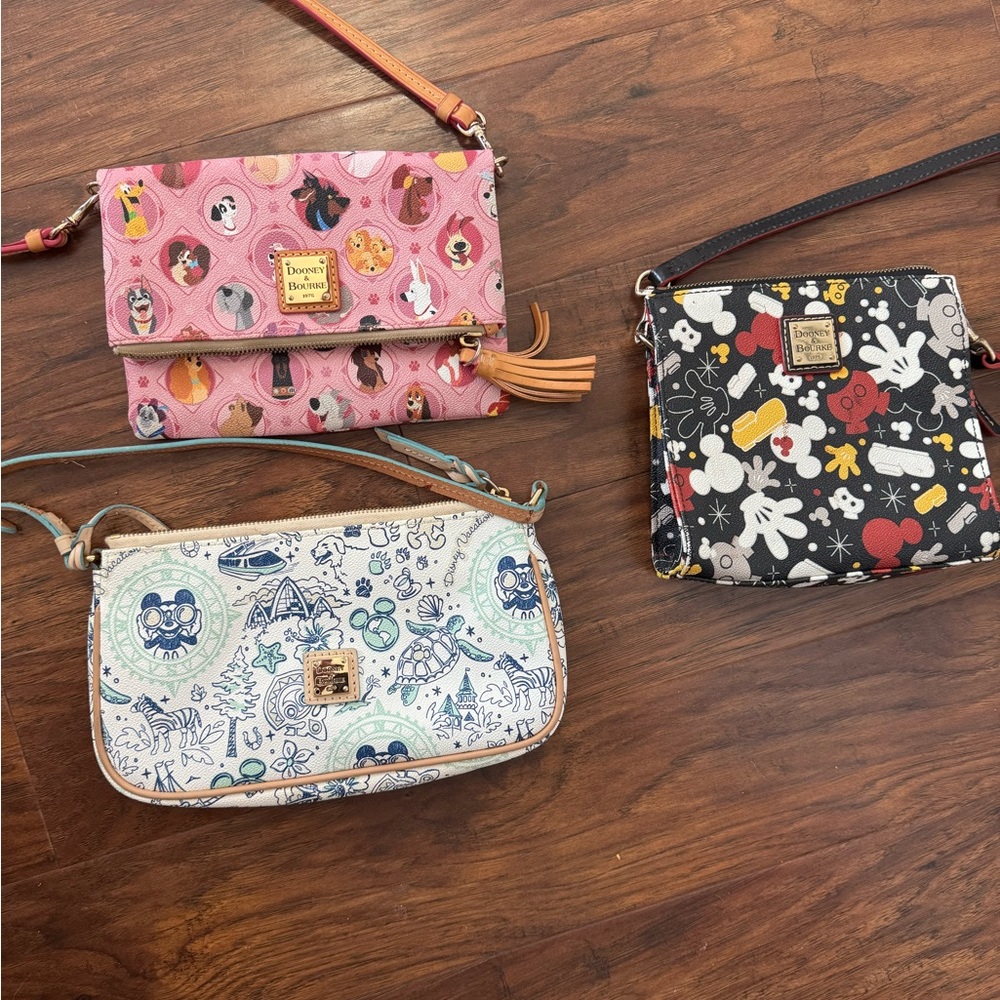 Dooney & Bourke Pink Disney Characters Foldover Crossbody Bag